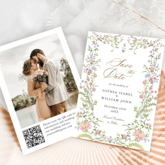  Grace Pastel Blush Bloemen Fotobruiloft Save The Date