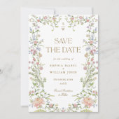  Grace Pastel Blush Bloemen Fotobruiloft Save The Date (Voorkant)