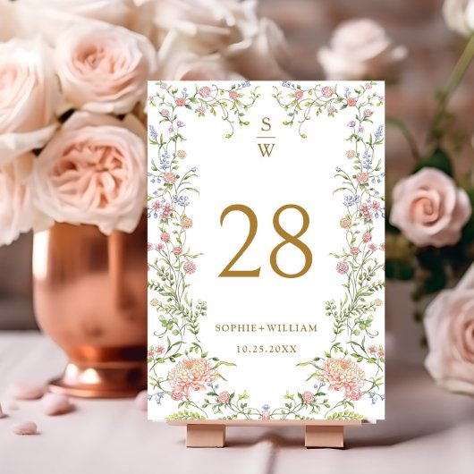  Grace Pastel Blush Bloemen Toile Bruiloft Kaart