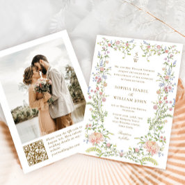  Grace Pastel Blush Bloemen Trouwfoto Kaart