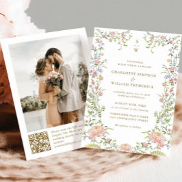  Grace Pastel Blush Bloemen Trouwfoto Kaart