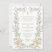 Grace Pastel Blush Bloemen Trouwfoto Kaart (Voorkant)