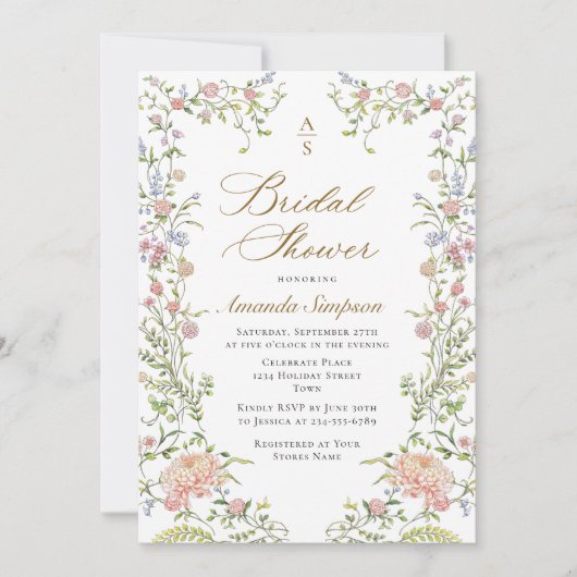  Grace Pastel Blush Bloemen Vrijgezellenfeest Kaart (Voorkant)