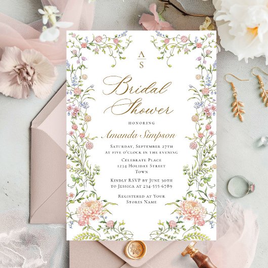 Grace Pastel Blush Bloemen Vrijgezellenfeest Kaart
