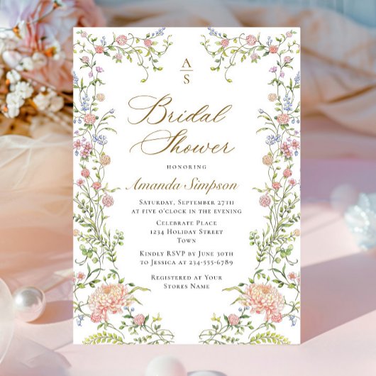  Grace Pastel Blush Bloemen Vrijgezellenfeest Kaart