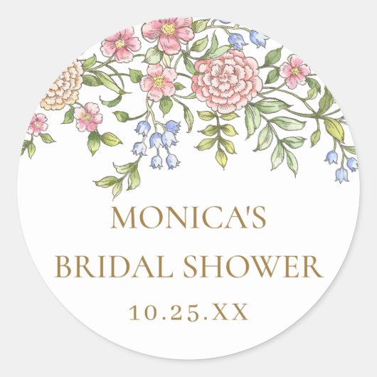  Grace Pastel Blush Bloemen Vrijgezellenfeest Ronde Sticker (Voorkant)