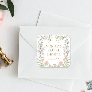  Grace Pastel Blush Bloemen Vrijgezellenfeest Vierkante Sticker