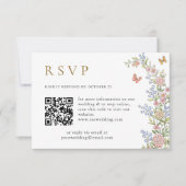  Grace Pastel Blush Floral QR code Bruiloft RSVP Kaartje (Voorkant)