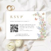  Grace Pastel Blush Floral QR code Bruiloft RSVP Kaartje