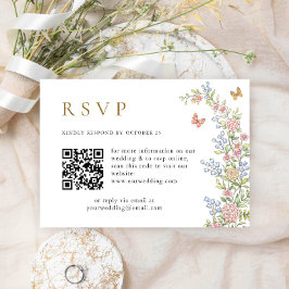  Grace Pastel Blush Floral QR code Bruiloft RSVP Kaartje