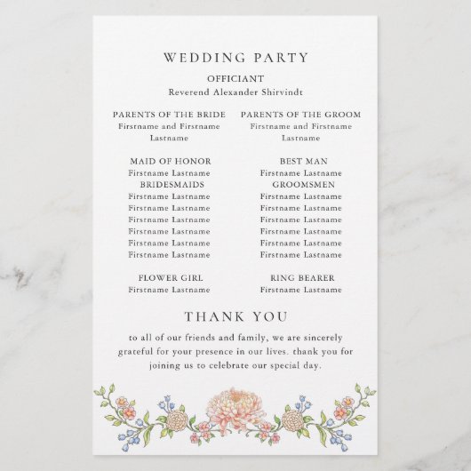  Grace Pastel Blush Huwelijksceremonie Programma (Achterkant)