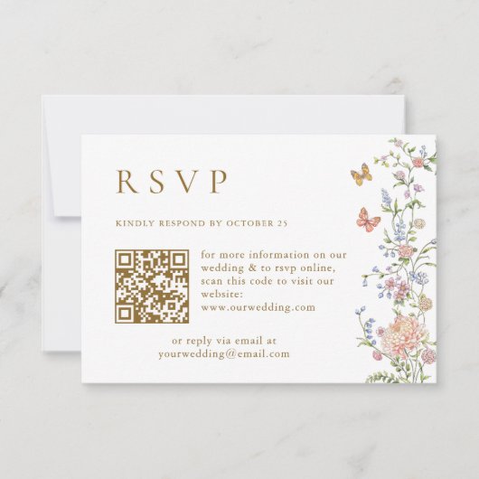 Grace Pastel Roze QR code Trouwen RSVP kaart (Voorkant)
