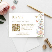  Grace Pastel Roze QR code Trouwen RSVP kaart