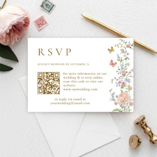 Grace Pastel Roze QR code Trouwen RSVP kaart