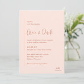 Grace Peach Modern Wedding Kaart (Staand voorkant)