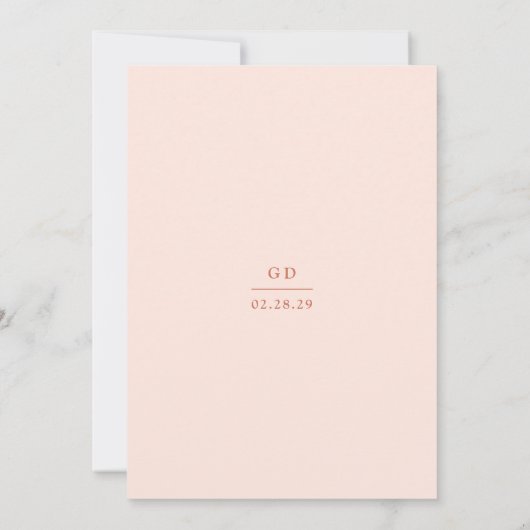 Grace Peach Modern Wedding Kaart (Achterkant)