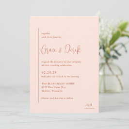 Grace Peach Modern Wedding Kaart