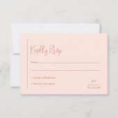Grace Peach Modern Wedding RSVP Kaartje (Voorkant)