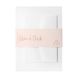 Grace Peach Modern Wedding Uitnodigingen Wikkel