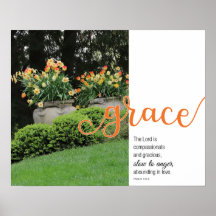 Grace Psalm 103:8 Spring Floral Poster