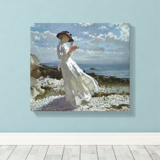 Grace Reading bij Howth Bay Orpen Canvas Print (Insitu (Houten vloer))