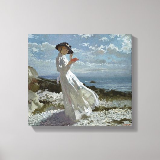 Grace Reading bij Howth Bay Orpen Canvas Print (Voorkant)