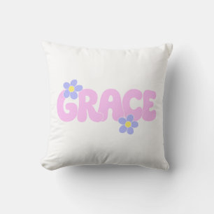 Grace Retro Groovy Flower Power Esthetische tekst Kussen