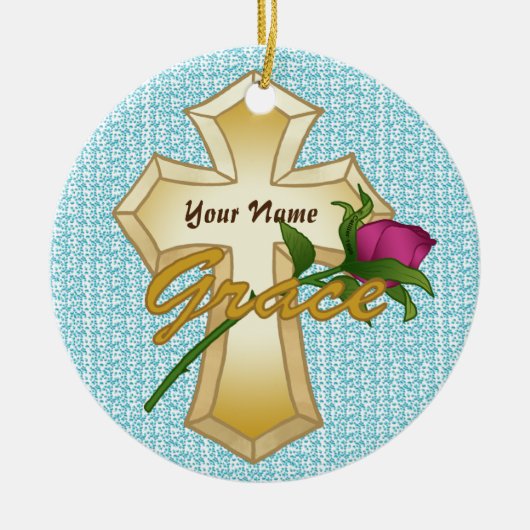 Grace Rose Christelijk Kruis Ornament (Voorkant)