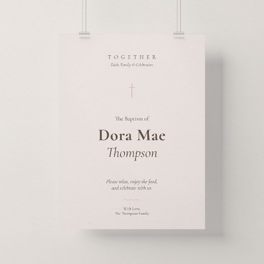 Grace Roze Kruis Doop Ontvangst Welkom Poster