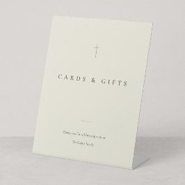 Grace Sage Minimal Cross Kaarten & Cadeaus Tafel Reclamebord Met Voetstuk