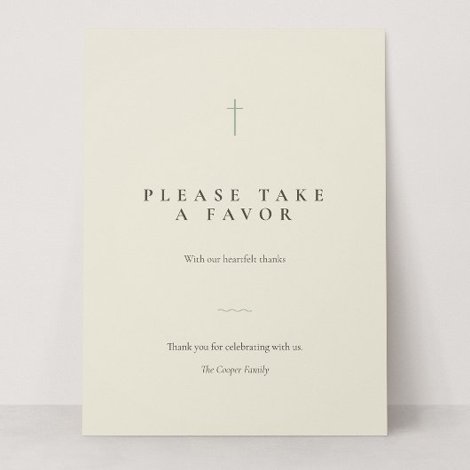 Grace Sage Minimal Cross Take a Favor Tafelbord