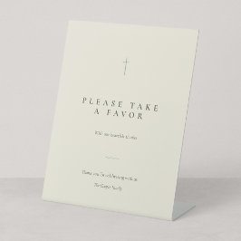 Grace Sage Minimalistisch Christelijk Kruis Favori Reclamebord Met Voetstuk
