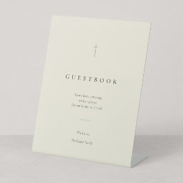 Grace Sage Minimalistisch Christelijk Kruis Gastbo Reclamebord Met Voetstuk