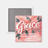 Grace Schrift Verse Roze Baksteen Bloemen Magneet (Voorkant / Achterkant)