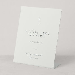 Grace Stone Minimalistisch Christelijk Kruis Favor Reclamebord Met Voetstuk