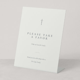 Grace Stone Minimalistisch Christelijk Kruis Favor Reclamebord Met Voetstuk