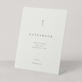 Grace Stone Minimalistisch Christelijk Kruis Gastb Reclamebord Met Voetstuk