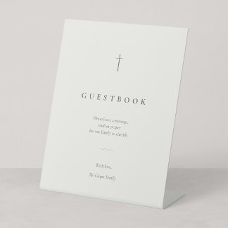 Grace Stone Minimalistisch Christelijk Kruis Gastb Reclamebord Met Voetstuk