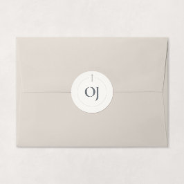 Grace Stone Monogram Kruis Ronde Sticker