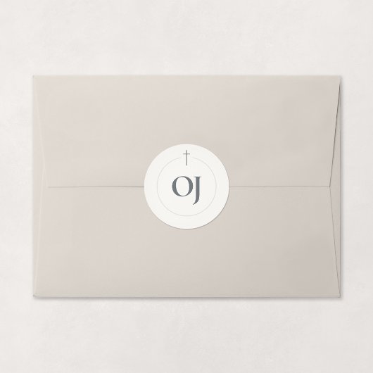 Grace Stone Monogram Kruis Ronde Sticker