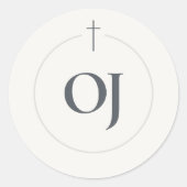 Grace Stone Monogram Kruis Ronde Sticker (Voorkant)