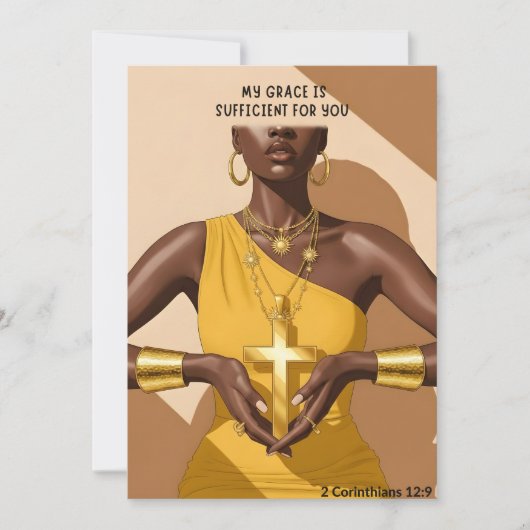 Grace & Strength 2 Corinthians 12:9 Faith Art Feestdagenkaart (Voorkant)