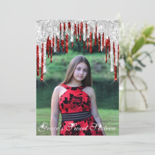 Grace Sweet Sixteen Red Silver Drivers1 Save The Date (Staand voorkant)