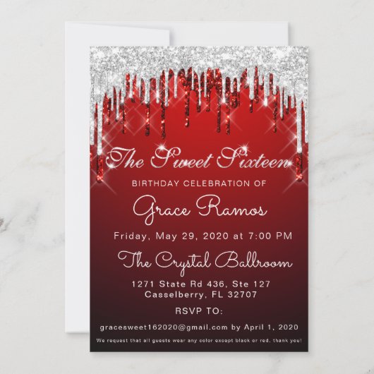 Grace Sweet Sixteen Red Silver Drivers1 Save The Date (Achterkant)