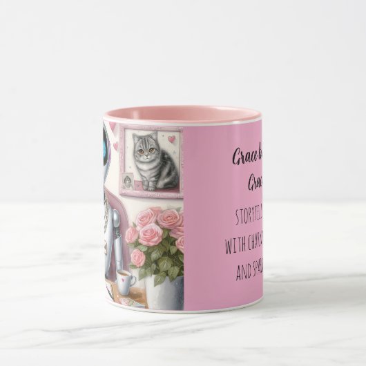 Grace the Robot – Sparkle en Syntax aan haar burea Mok (Midden)