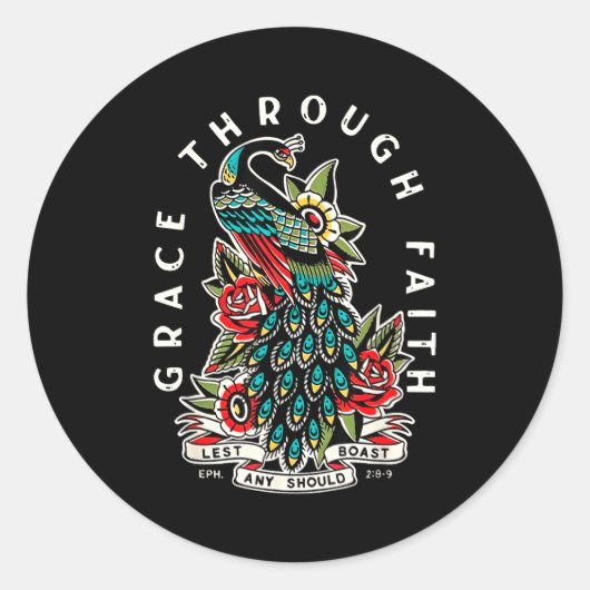 Grace Through Faith Lest Any Should Boast Pea Chri Ronde Sticker (Voorkant)