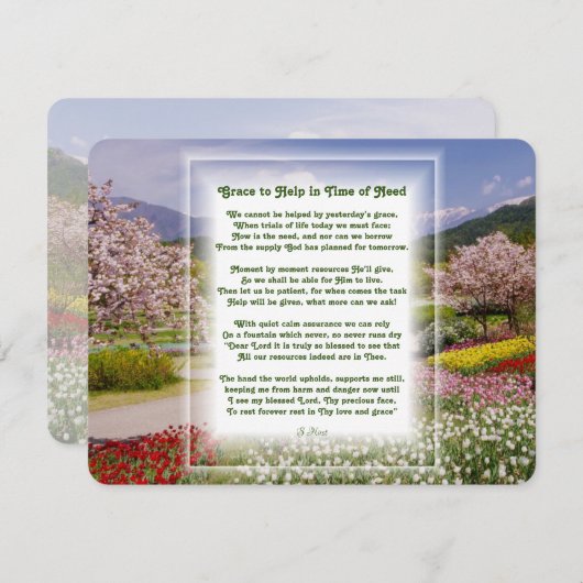 "Grace to help", Christelijk gedicht met lentescen Feestdagenkaart (Voorkant / Achterkant)