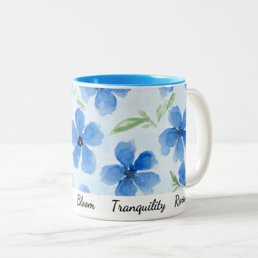 Grace & Tranquility – Blue Floral Inspiration Mok (Voorkant rechts)