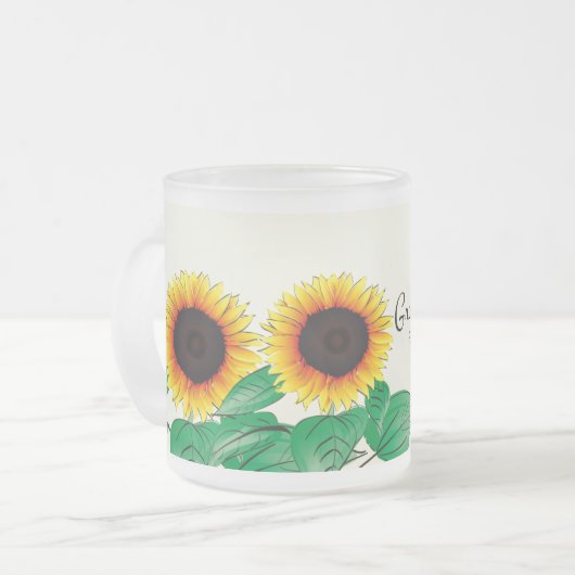 Grace Under Pressure: Inspirerende Zonnebloem Quot Matglas Koffiemok (Voorkant links)