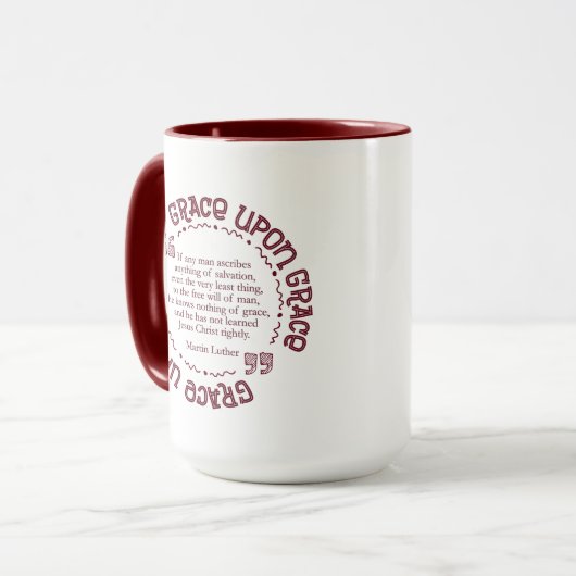 'Grace Upon Grace' 15 oz. Mok (Maroon) (Voorkant links)